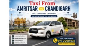 Taxi from Amritsar to Chandigarh by Punjabi Cab, one way taxi service, round trip cab, AC Innova, professional driver, affordable outstation cab booking from Amritsar to Chandigarh.